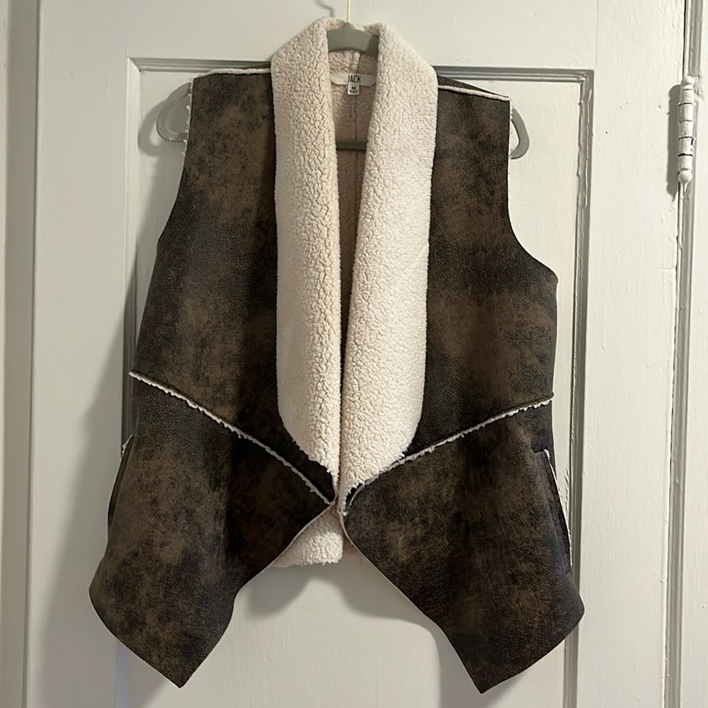 Jack by BB Dakota Brown and Cream Shearling Vest Sz. M